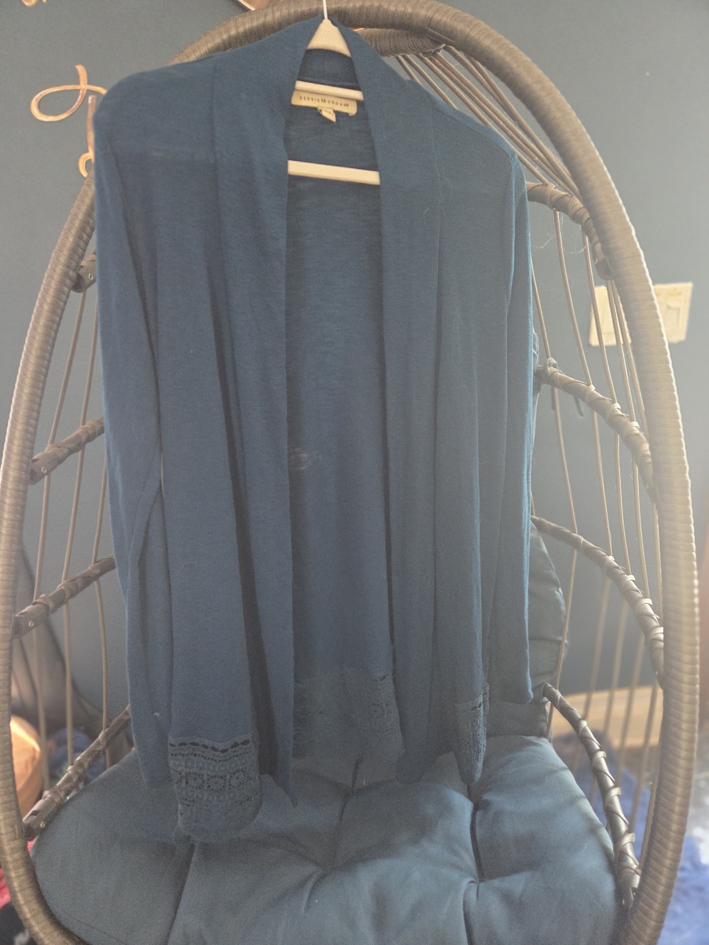 Debbie Morgan Teal Open-Front Lightweight Cardigan